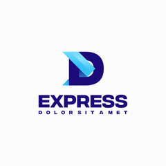 Fast Express D Initial Logo designs concept vector, express Arrow logo designs symbol