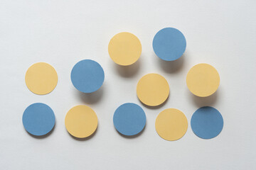 set of blue and yellow paper circles