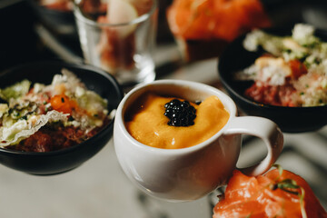 Beautifully decorated catering snacks and appetizers