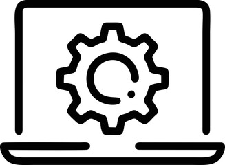 Computer icon symbol in a white background, black laptop icon symbol on the white background