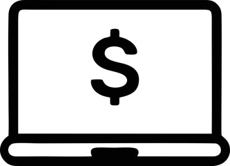 Computer icon symbol in a white background, black laptop icon symbol on the white background