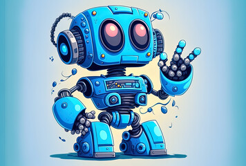Blue artificial intelligence or robot helper arm crossed. Generative AI