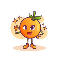 Cute adorable cartoon happy smiling orange fruit illustration for sticker icon mascot and logo