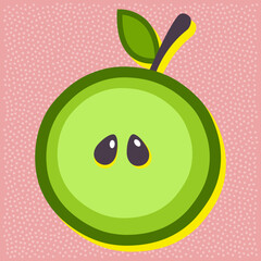 Green apple fruit style alphabet text, letter O