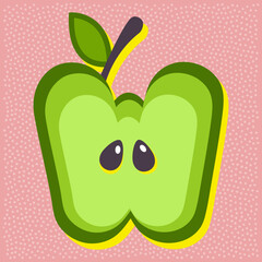 Green apple fruit style alphabet text, letter W