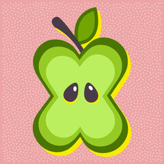 Green apple fruit style alphabet text, letter X