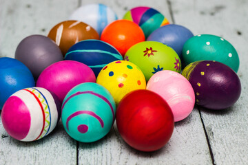 Colorful collection of patterned easter eggs