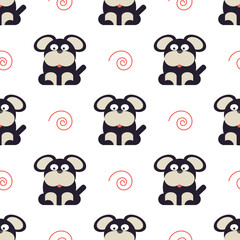 Dog pattern on white background in simple style