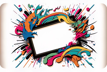 Obraz premium rectangular frame with multicolored brushstrokes. Generative AI