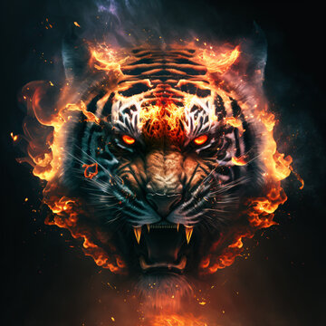 Fire Tiger Wallpaper Hd