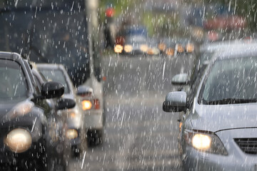 spray rain road downpour, weather storm car
