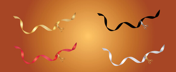 Scissors cut Ribbons vector