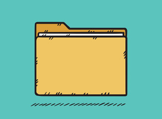 Hand-drawn vector graphics of the folder. Vector illustration of a folder with documents.