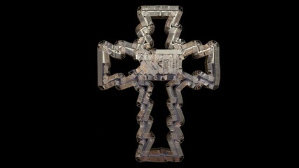 A 3D Illustration of the Christian cross. Artists, Designers, Pattern Makers, and Modelers must take a very close look of this extremely detailed mesh or lattice to craft a version of their own.