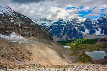  Stunning views from Sentinel Pass alpine mountain trail in Alberta.