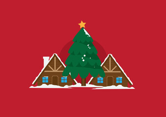 christmas card with christmas tree