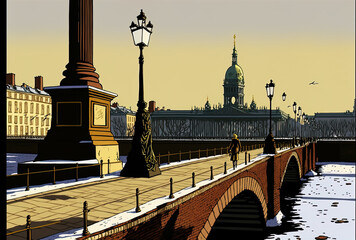 Fototapeta premium St. Petersburg in view. Bridge of Blagoveshchensky. Generative AI