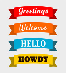 Colorful set of welcome and greetings banners