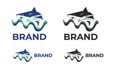 Colorful shark creative logo template