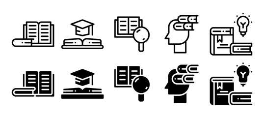 Knowledge icon set. Inspiration for creative idea symbol. vector illustration with a different style. line and solid style icon