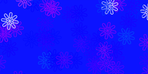 Light Pink, Blue vector doodle background with flowers.