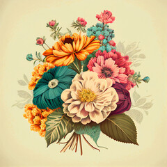 Beautiful Bouquet Flowers design Illustration
