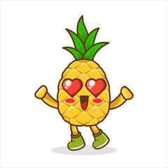 Pineapple In Love With Hearts In Eyes