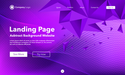 Landing Page. Abstract wave background with triangles. Template for websites, or apps. Modern design. Abstract vector style