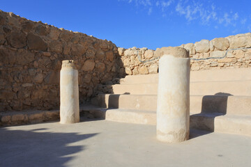 Pillars at Masada synagogue Israel