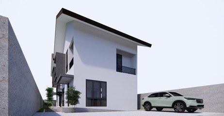 3D ILLUSTRATION D-TWIN TROPICAL HOUSE
