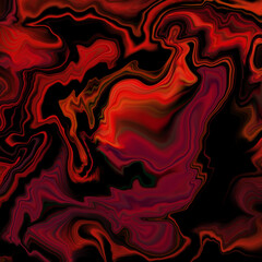 Obraz premium Illustrated 3D rendering abstract colourful in swirl on fire-red against black marble texture surface wall background. Digital art Image.