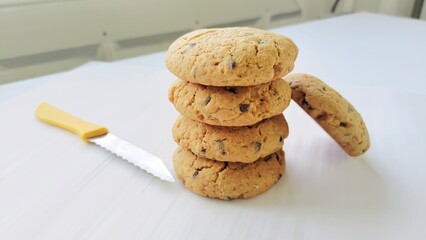 chocolate chip cookies on table
