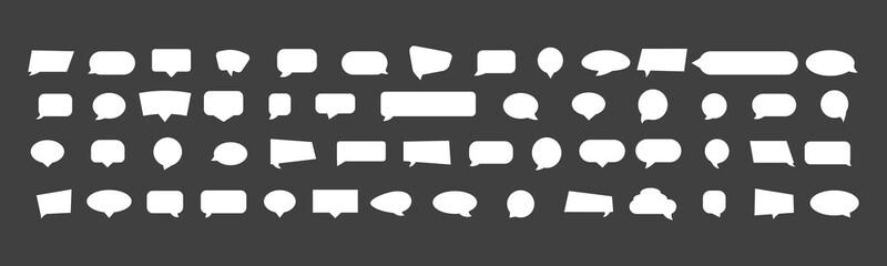 Set of flat black speech bubbles isolated on white background. silhouette icon. Geometric shapes black silhouette icon set. Web symbol, chat communication sign