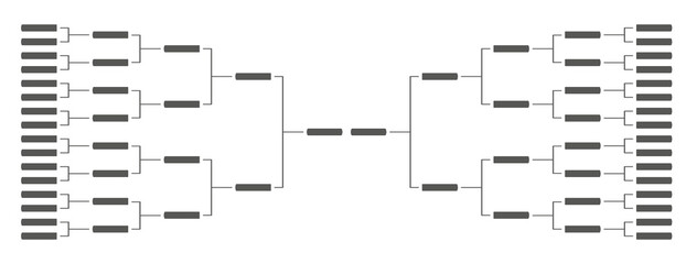Templates two of vector tournament brackets for 32 teams. Blank bracket template. Championship bracket schedule for basketball , football or baseball.