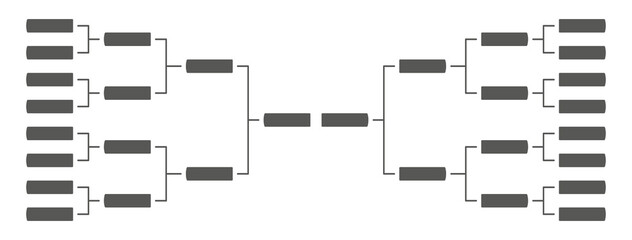 Templates two of vector tournament brackets for 16 teams. Blank bracket template. Championship bracket schedule for basketball , football or baseball.