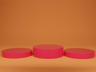 Red podium on orange background, the stand for show,