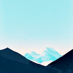 Snow Peak Mountains - Colorful Flat Art
