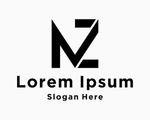 Modern Letter MZ Monogram Cut Out Bold Elegant Simplicity Clean Luxury Identity Brand Design Vector  - obrazy, fototapety, plakaty