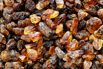 top view of brown caramelized sugar as background