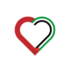 unity concept. heart ribbon icon of morocco and palestine flags. vector illustration isolated on white background