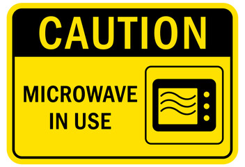Microwave hazard warning sign and label