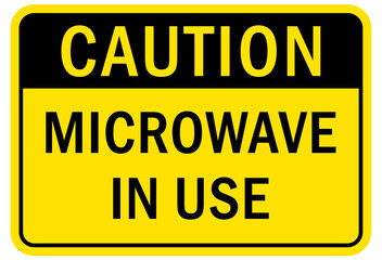 Microwave hazard warning sign and label