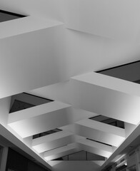 Abstract modern architecture. Interior design with minimal geometric. Angular and polygonal structure of ceiling.