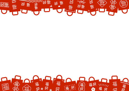赤い福袋のフレームイラスト