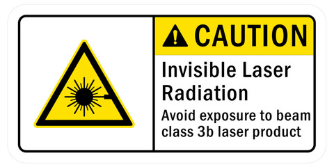 Obraz premium Laser danger warning sign and label nvisible laser radiation