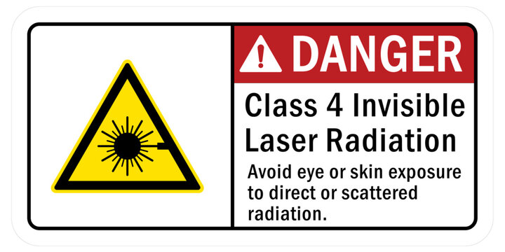 Laser danger warning sign and label class 4 invisible laser radiation  Stock-Vektorgrafik | Adobe Stock