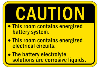 electrical room warning sign and label