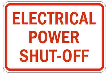 Electrical emergency shut off sign and label