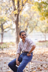 man modeling in fall season