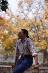 man modeling in fall season